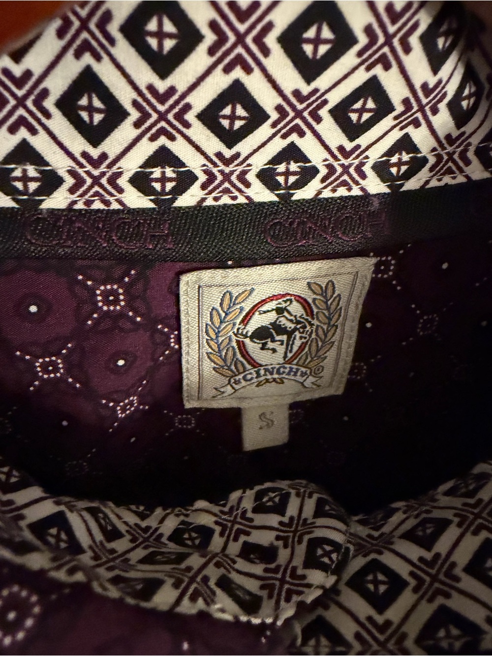 Cinch Men's Purple Geometric Long-Sleeve Button-Up Shirt - Picture 3 of 5